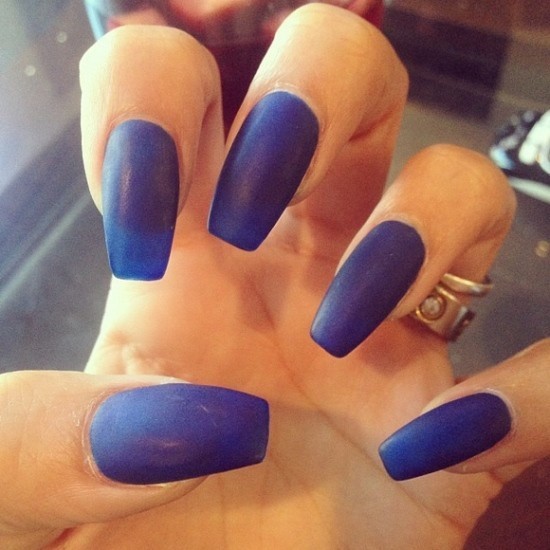 Navy matte nail designs 