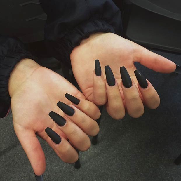 Pitch Black matte nail designs