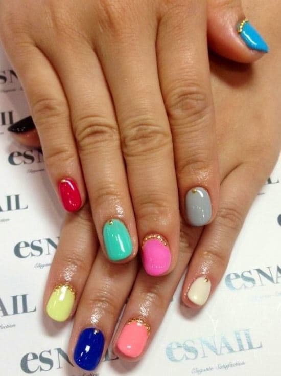 Rainbow matte nail designs 