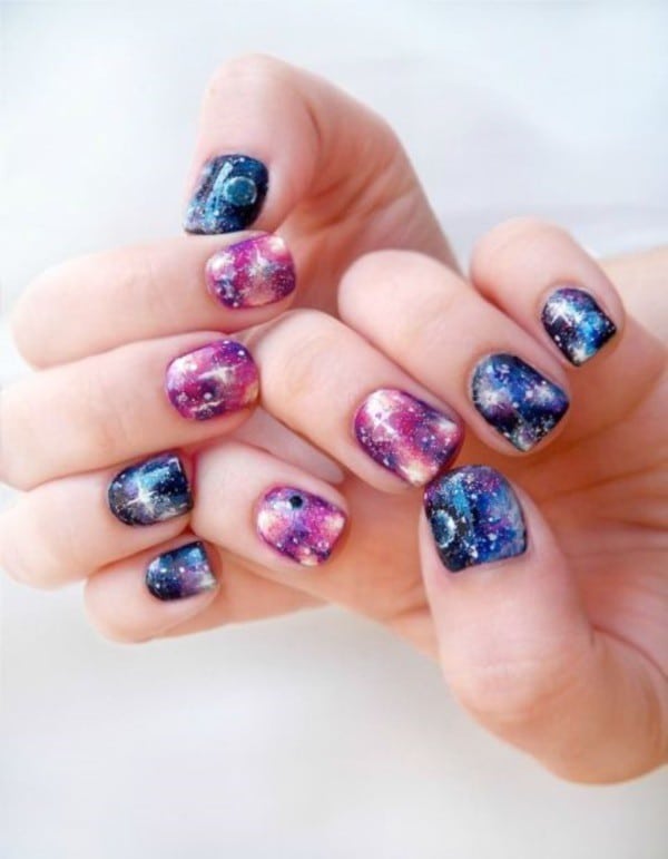 bright Galaxy nail art for kids