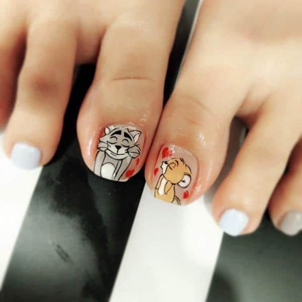 kids nail art with Tom & Jerry