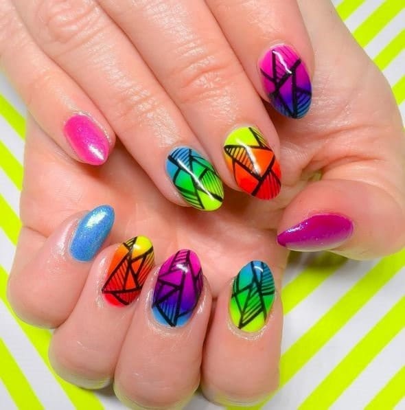 Burning Up neon nail designs 