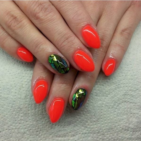 Orange Kiss neon nail design for women 