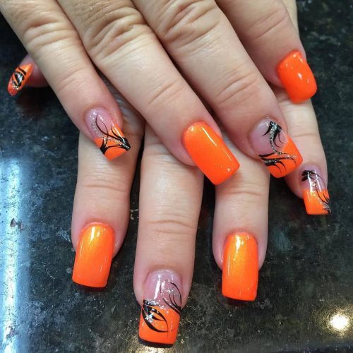 orange nail designs 14