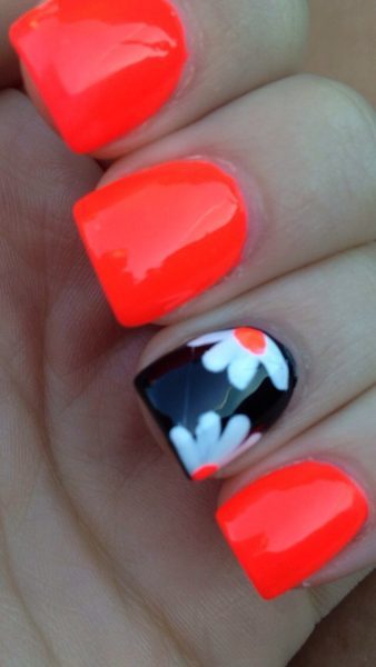 orange red nail design