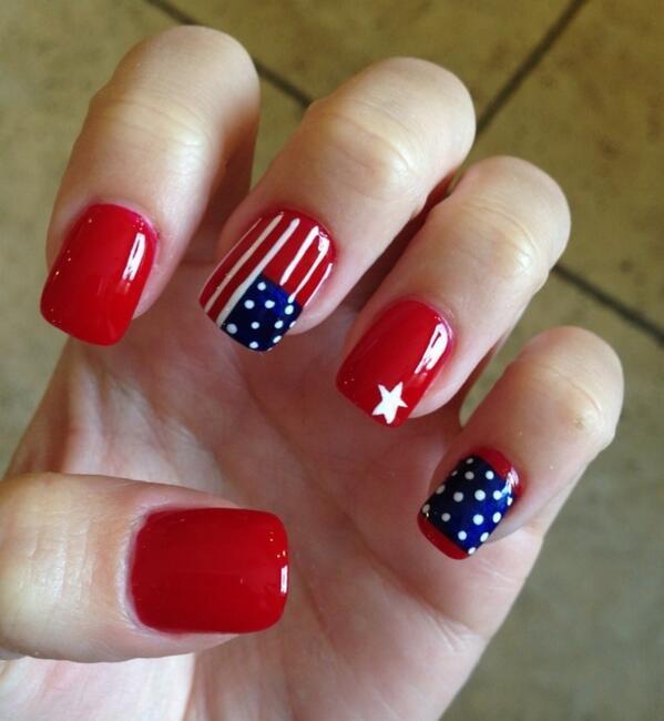 Red For Strength patriotic nail designs for women 