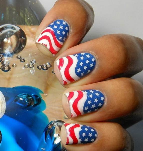 Waving Flags patriotic nail art