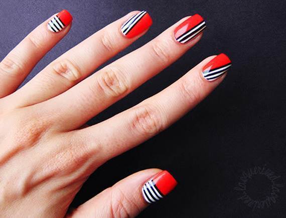 White and Blue Stripes patriotic nail you love 