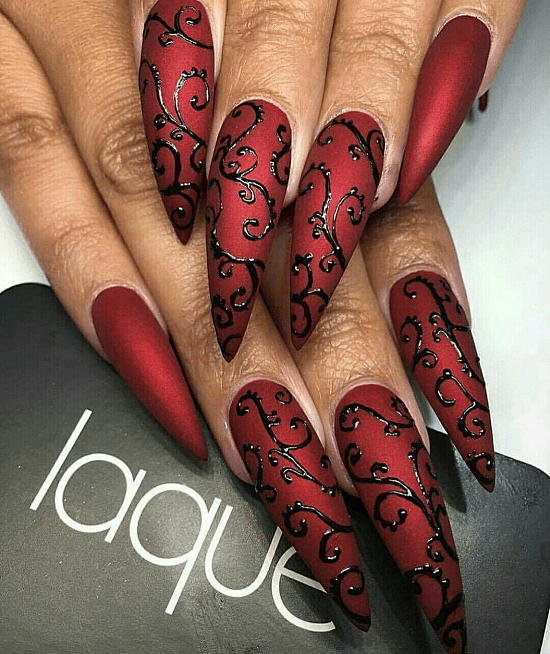 black and red nail design