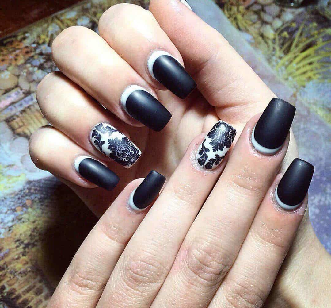 Matte Black shellac nail designs idea