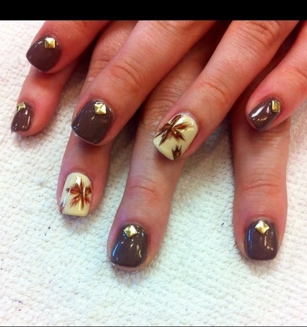 Short Square Shellac nail design for women 