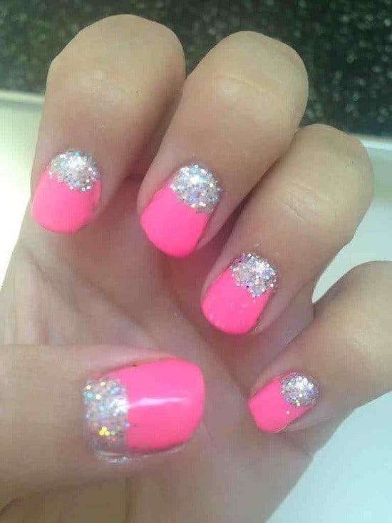 Sparkling Base shellac nail idea for women