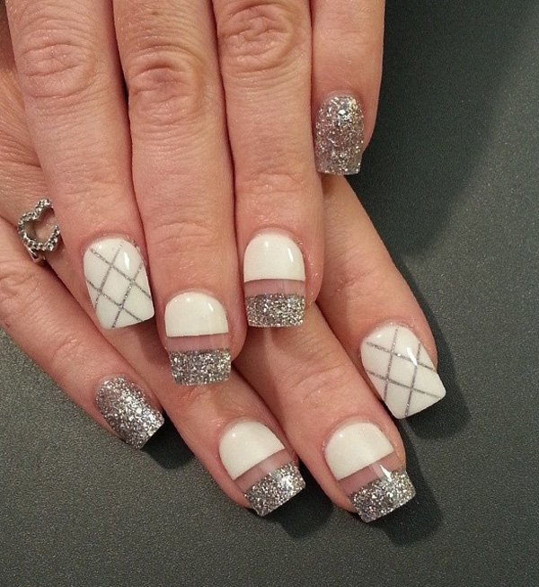 White & Silver art nail 