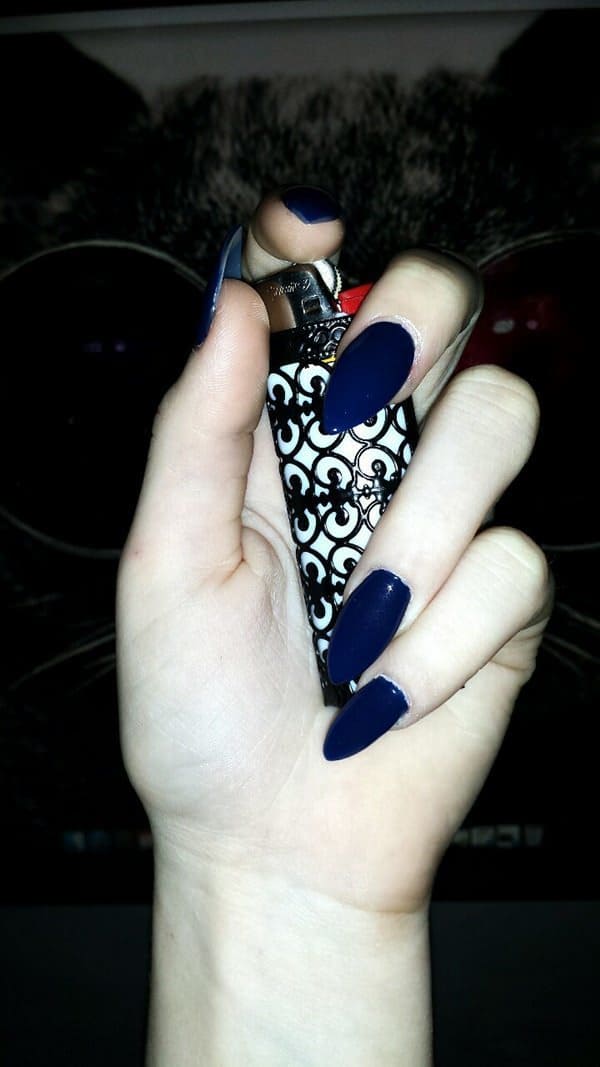 Rihanna Navy stiletto nail art 