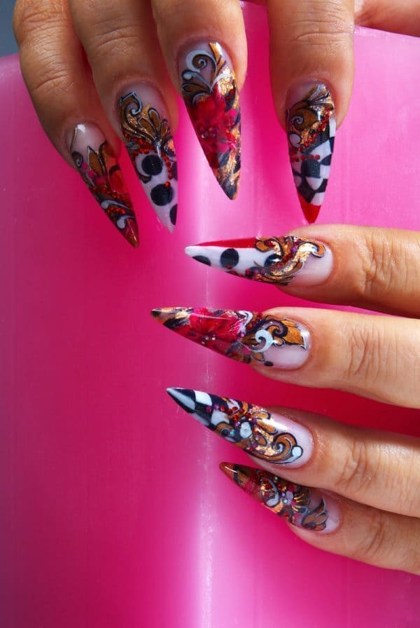 Free-hand Design stiletto nail for women