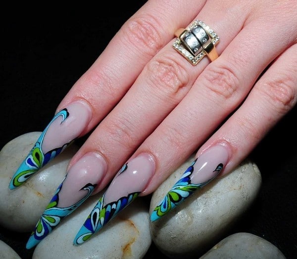 white stiletto nail design