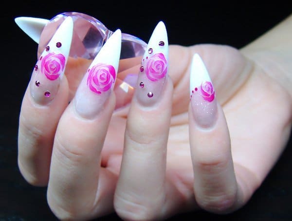 Feminine French stiletto nail designs