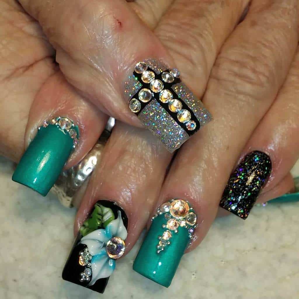 teal nail designs 67