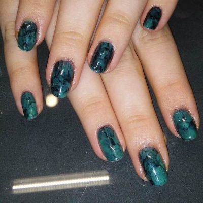 black turquoise nail design