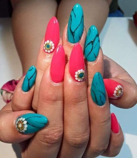 turquoise & butterfly nail designs 14