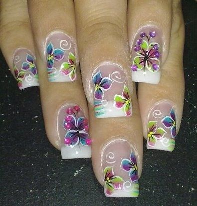 floral butterfly nail art