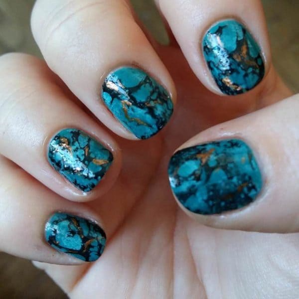 turquoise & butterfly nail designs 16