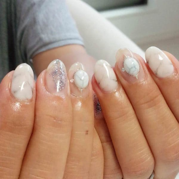 white young girl turquoise nail design 