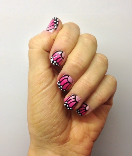 pink butterfly nails