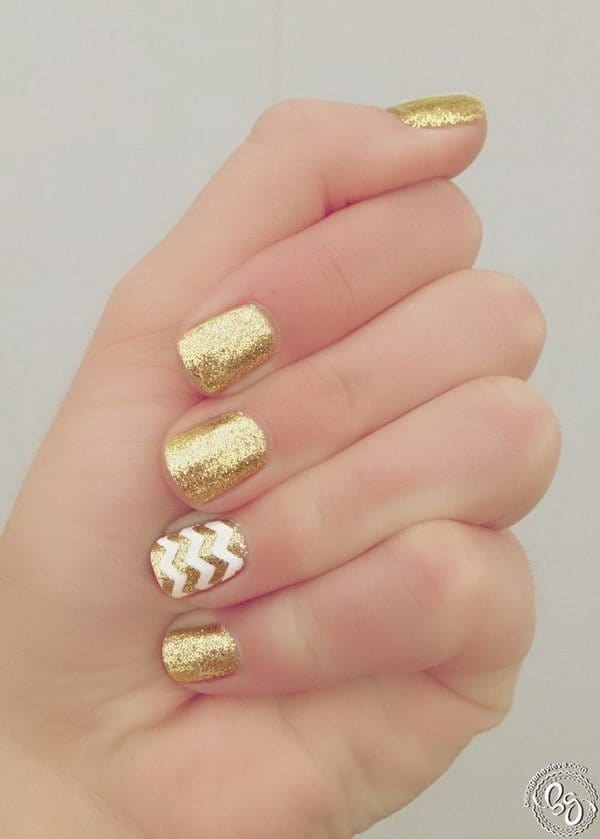 white and gold nail designs 12