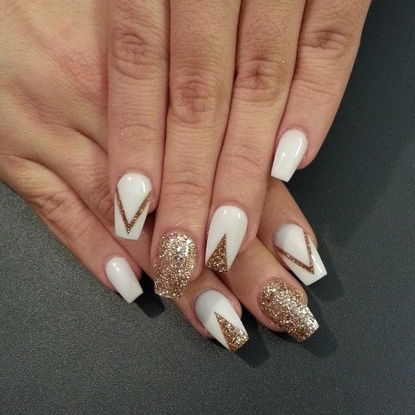 white and gold nail designs 6