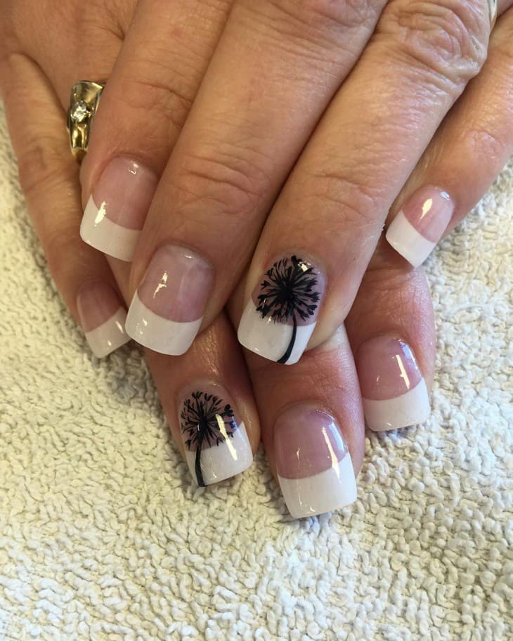 white Tree Shadow nail art 