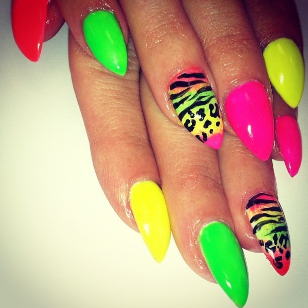 colorful easter stilleto nail design