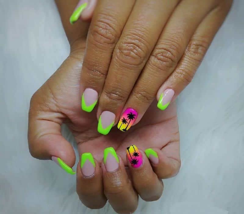 neon tropical nails