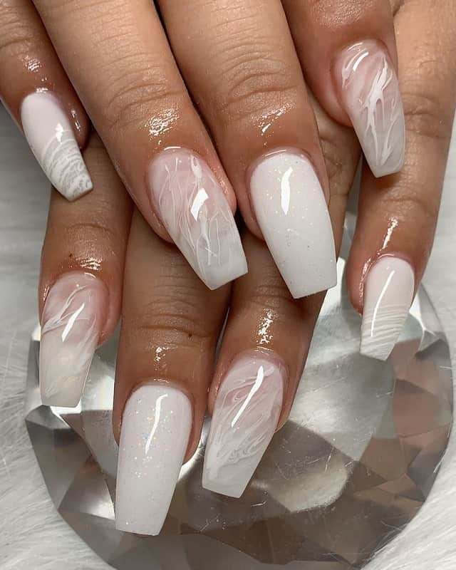 white marble nails