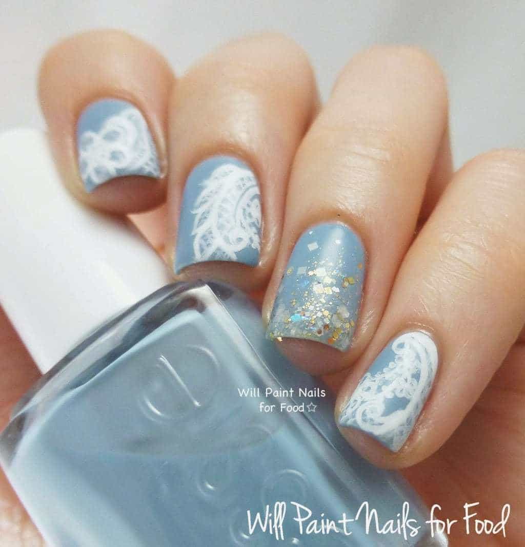 Blue lace nail idea 