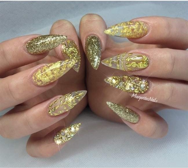 jewelled long nails