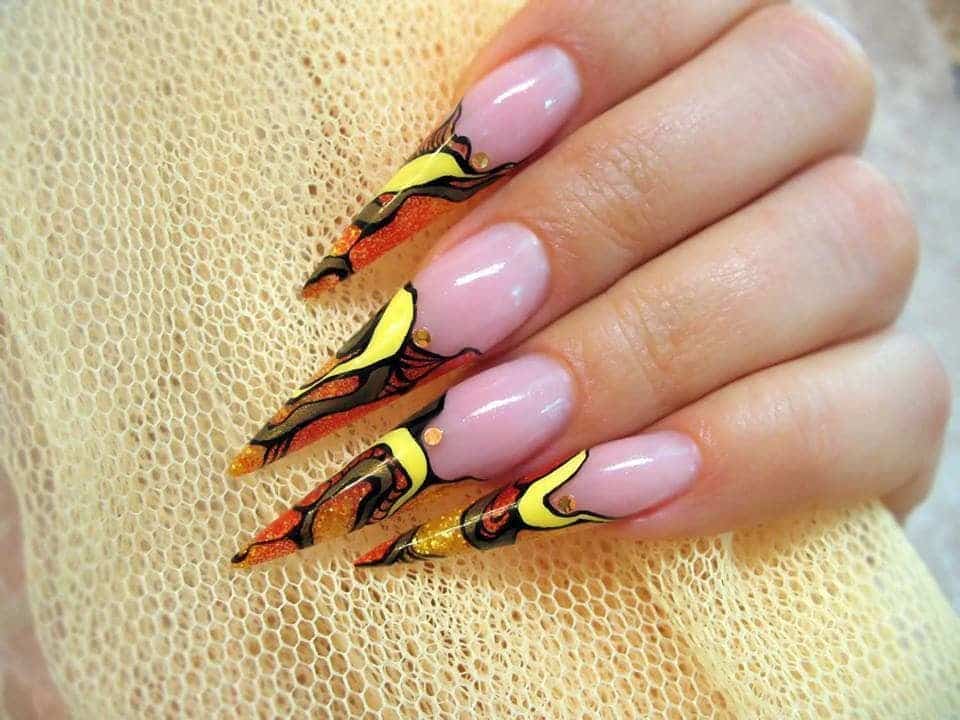 Fiery Fake Nail Design for girl