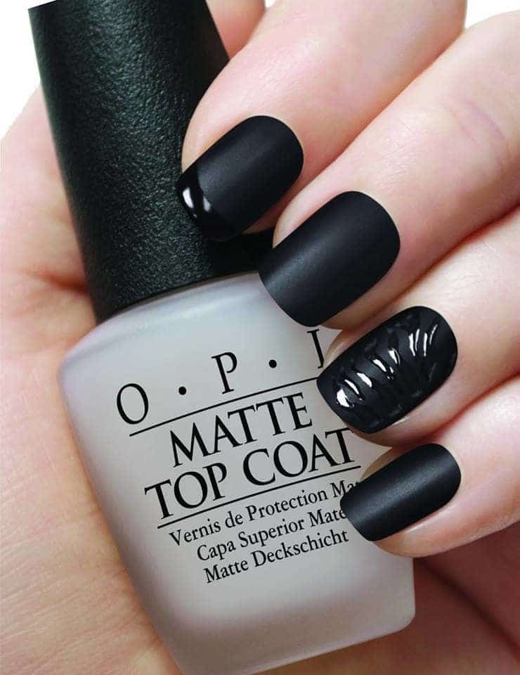  Mate black Fake Nail Design 