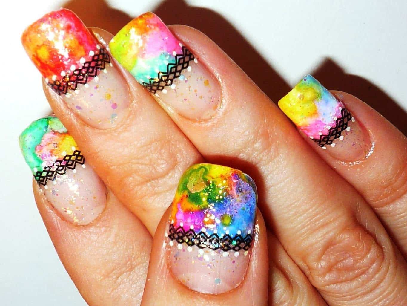 Rainbow Lace Nail idea for girl