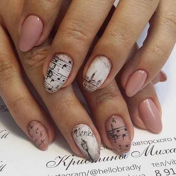 vintage music nails for women