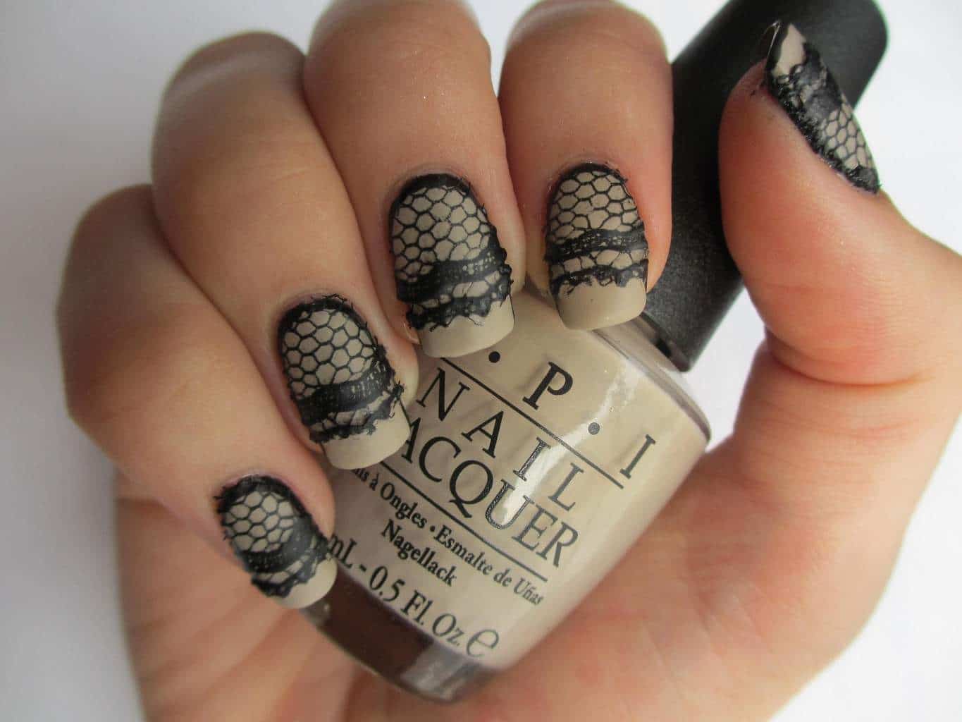 Thicker Lace nail design 