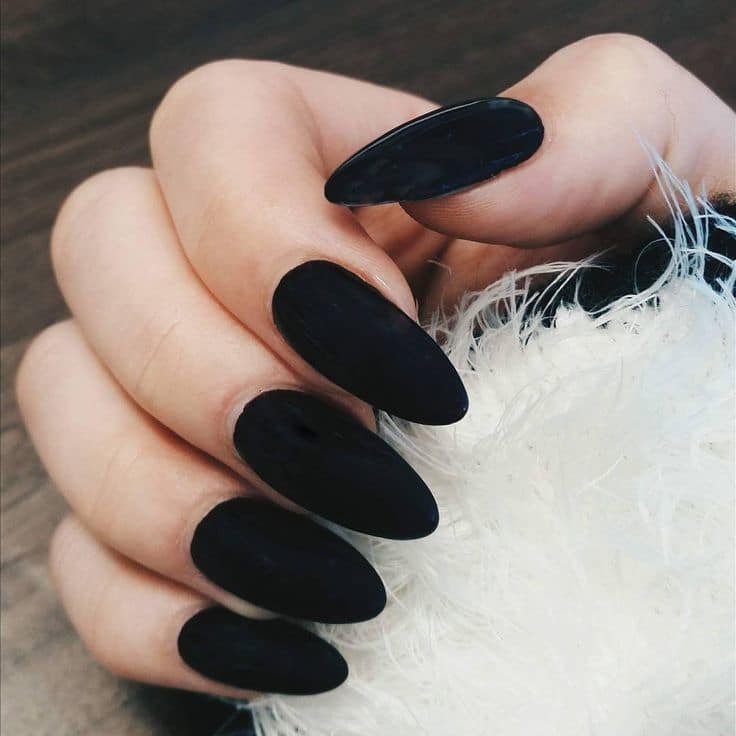 black Almond Nail color idea