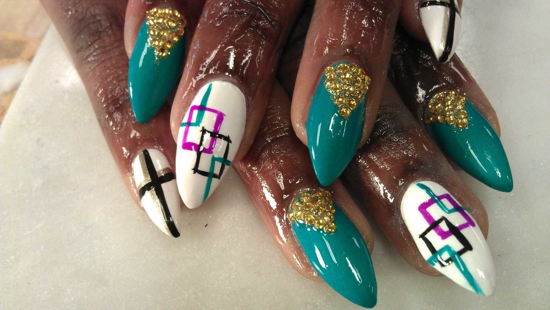 Multicolor Line Nail Design