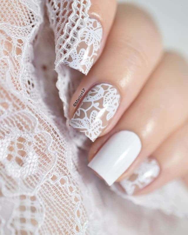 white lace nail design 