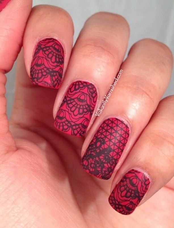 Mad Red lace nail art for girl