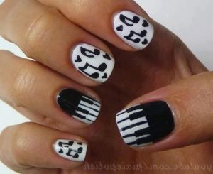 White and black color palette with playful patterns.