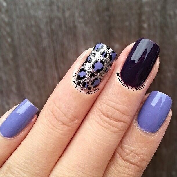 Leopard design Squoval nails