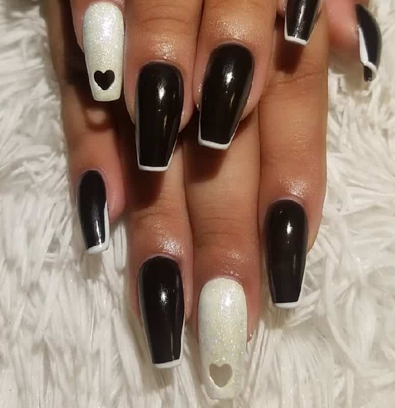 Black Nails With White Tips