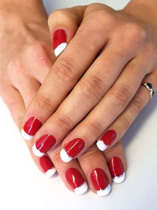 White Tips on Red Nails