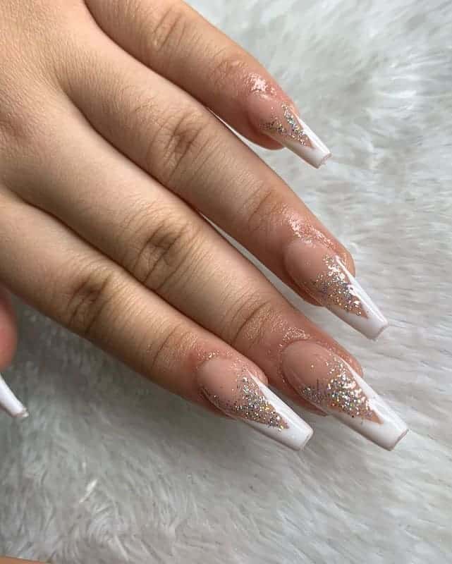 Sparkly White Tip Nail Art